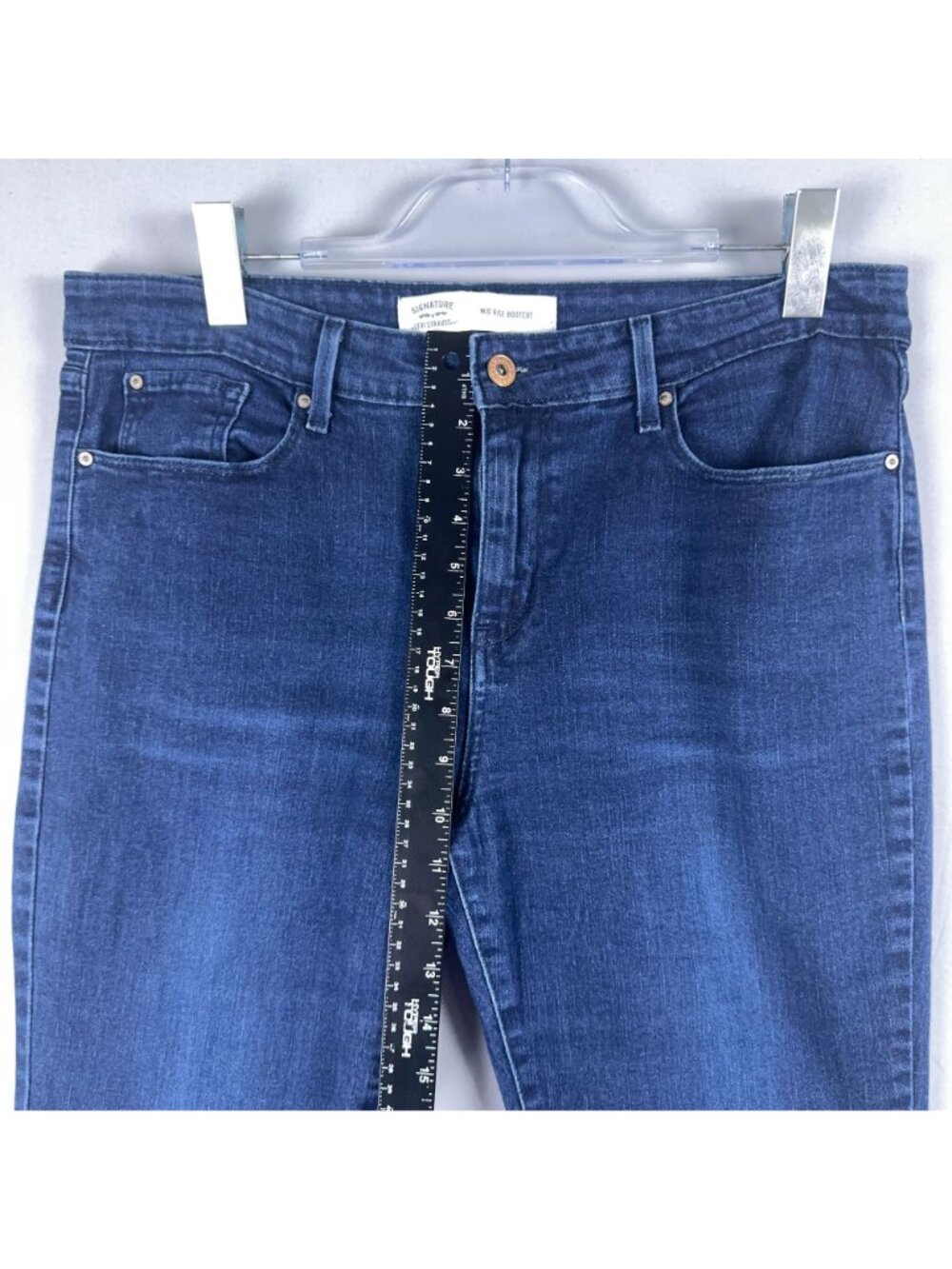 Signature By Levi Strauss Jeans Size 14 Large Bootcut Mid Rise Blue Dark Wash - Picture 10 of 13